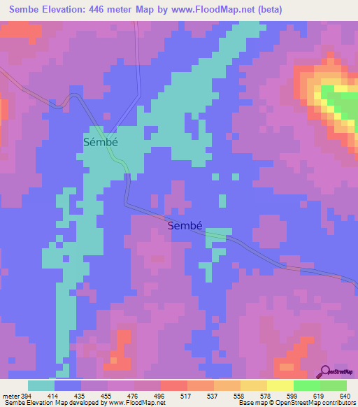 Sembe,Congo (Brazzaville) Elevation Map