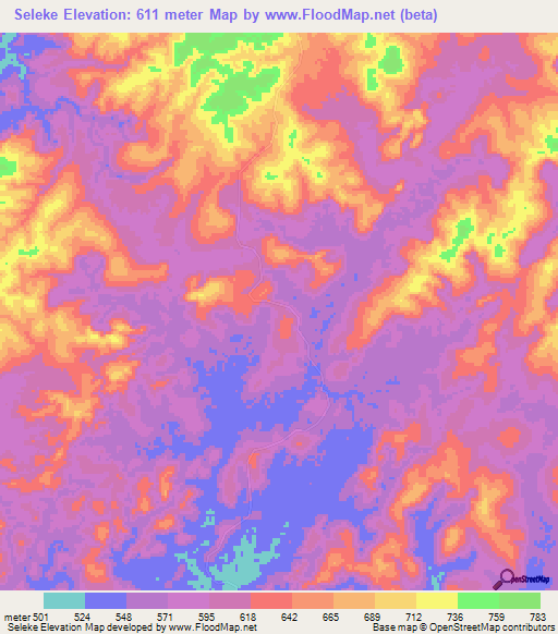 Seleke,Congo (Brazzaville) Elevation Map
