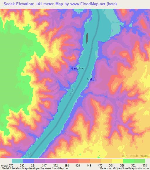 Sedek,Congo (Brazzaville) Elevation Map