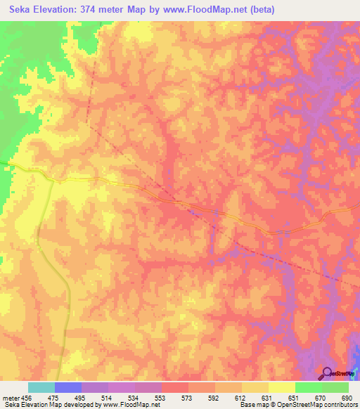 Seka,Congo (Brazzaville) Elevation Map