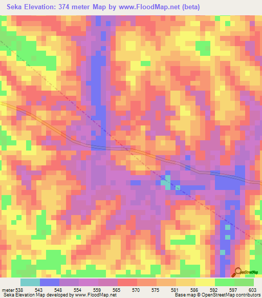 Seka,Congo (Brazzaville) Elevation Map