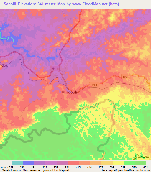Sansfil,Congo (Brazzaville) Elevation Map
