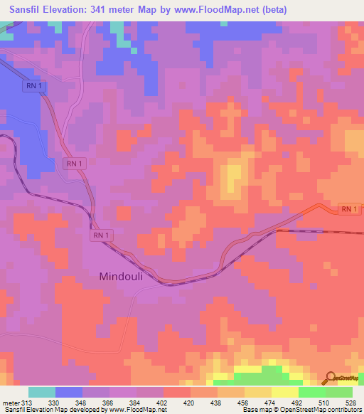 Sansfil,Congo (Brazzaville) Elevation Map
