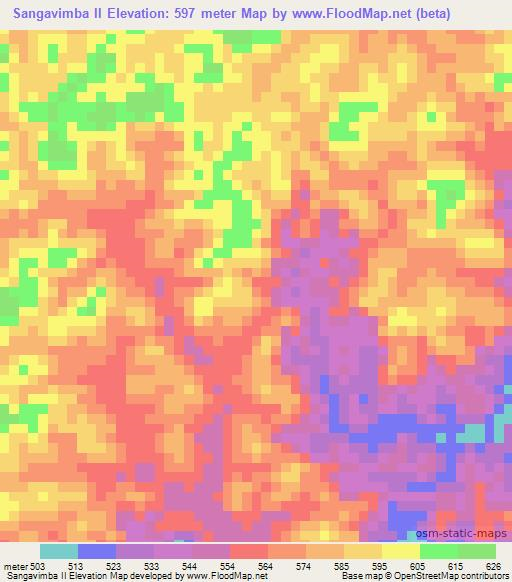 Sangavimba II,Congo (Brazzaville) Elevation Map