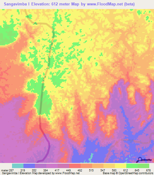 Sangavimba I,Congo (Brazzaville) Elevation Map