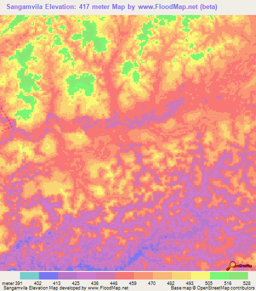 Sangamvila,Congo (Brazzaville) Elevation Map