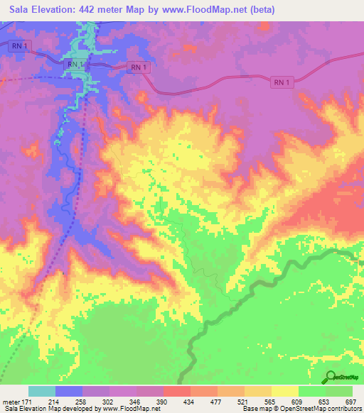 Sala,Congo (Brazzaville) Elevation Map