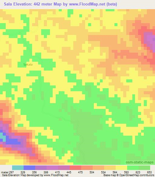 Sala,Congo (Brazzaville) Elevation Map