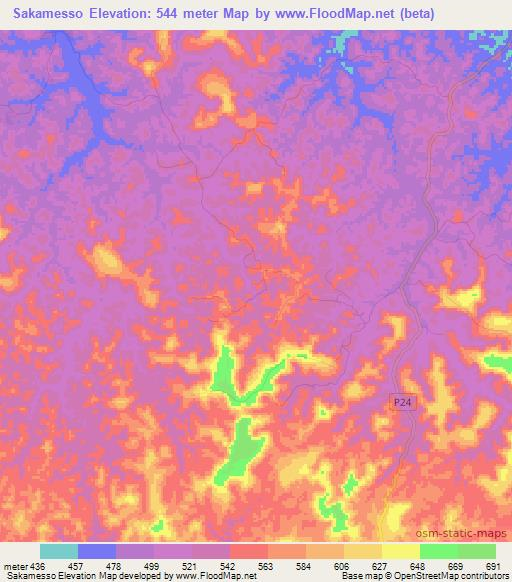 Sakamesso,Congo (Brazzaville) Elevation Map