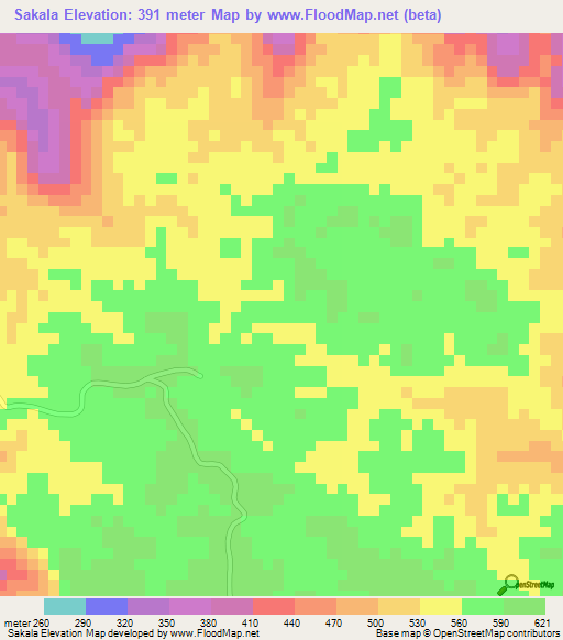 Sakala,Congo (Brazzaville) Elevation Map