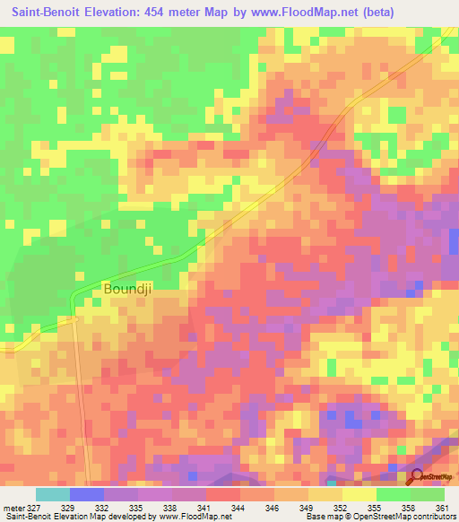 Saint-Benoit,Congo (Brazzaville) Elevation Map