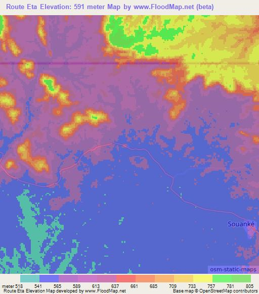 Route Eta,Congo (Brazzaville) Elevation Map
