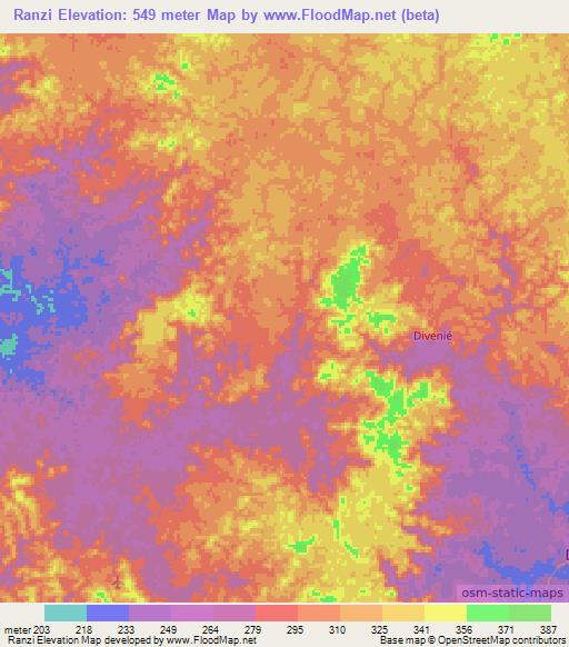 Ranzi,Congo (Brazzaville) Elevation Map