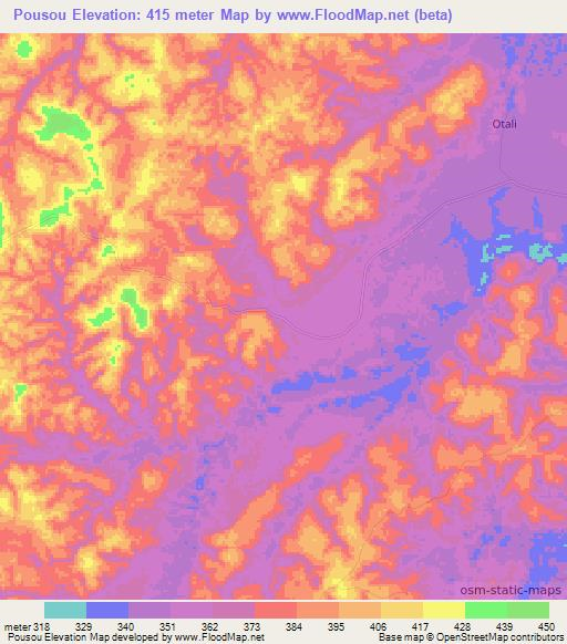 Pousou,Congo (Brazzaville) Elevation Map