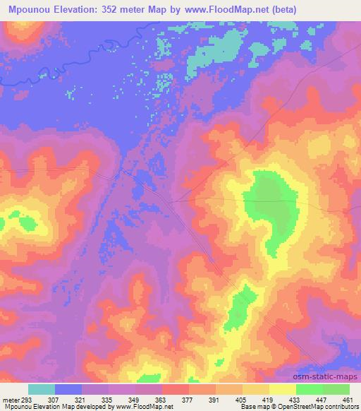 Mpounou,Congo (Brazzaville) Elevation Map