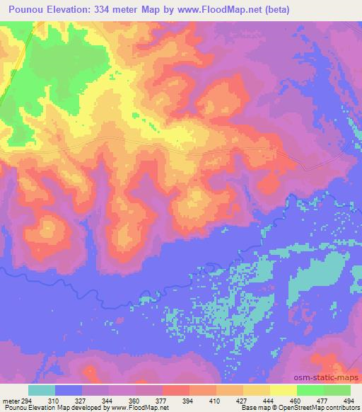 Pounou,Congo (Brazzaville) Elevation Map