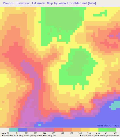 Pounou,Congo (Brazzaville) Elevation Map