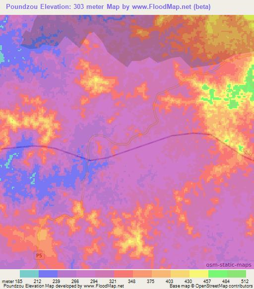 Poundzou,Congo (Brazzaville) Elevation Map