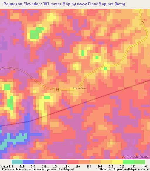 Poundzou,Congo (Brazzaville) Elevation Map