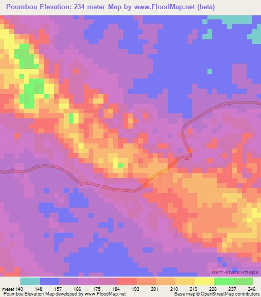 Poumbou,Congo (Brazzaville) Elevation Map