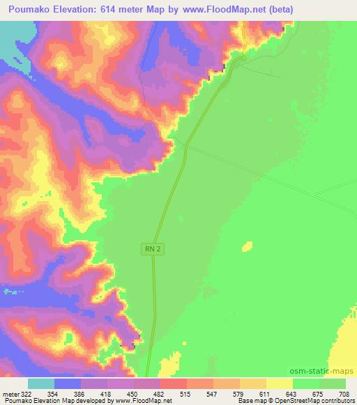 Poumako,Congo (Brazzaville) Elevation Map