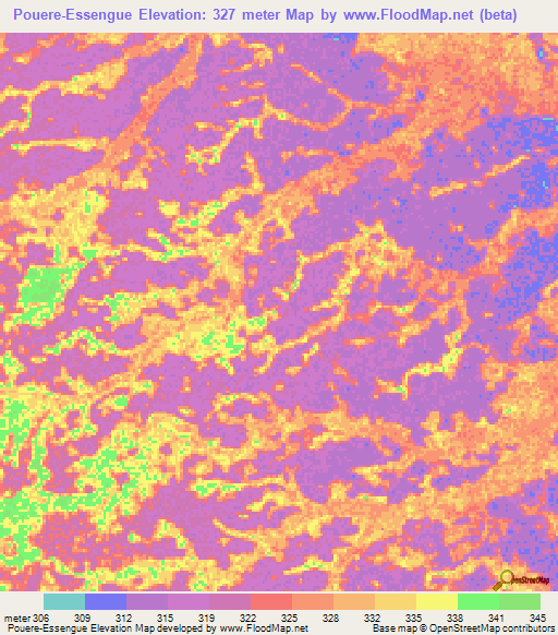 Pouere-Essengue,Congo (Brazzaville) Elevation Map