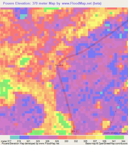 Pouere,Congo (Brazzaville) Elevation Map