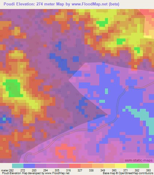 Poudi,Congo (Brazzaville) Elevation Map