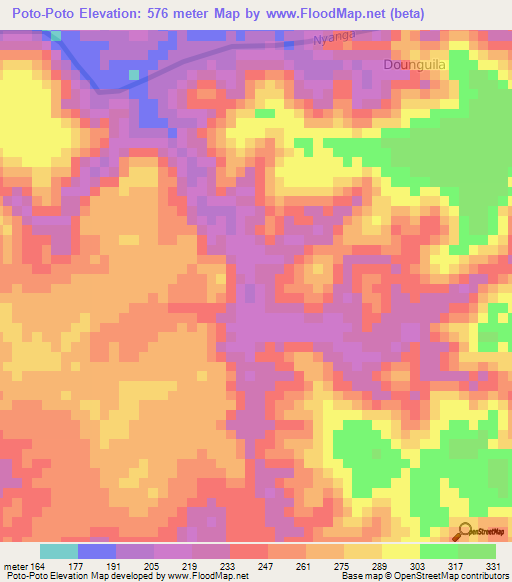 Poto-Poto,Congo (Brazzaville) Elevation Map