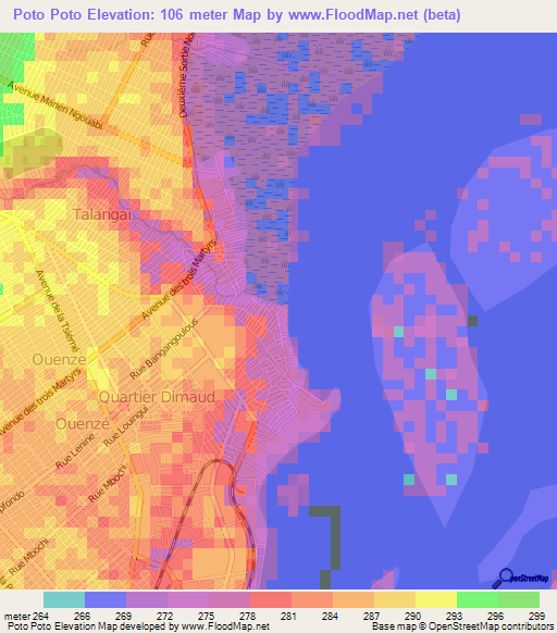 Poto Poto,Congo (Brazzaville) Elevation Map