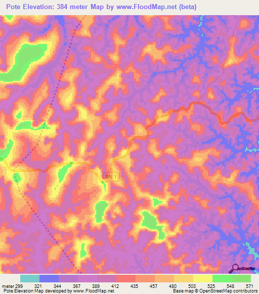Pote,Congo (Brazzaville) Elevation Map