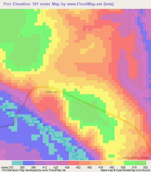 Pori,Congo (Brazzaville) Elevation Map