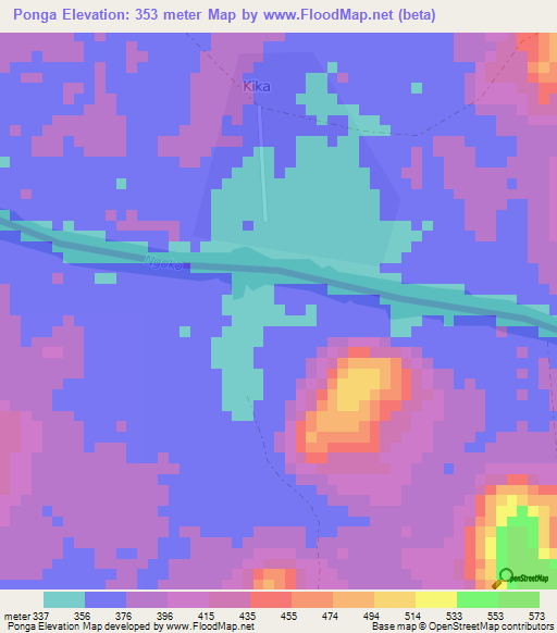 Ponga,Congo (Brazzaville) Elevation Map