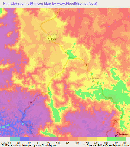 Pini,Congo (Brazzaville) Elevation Map