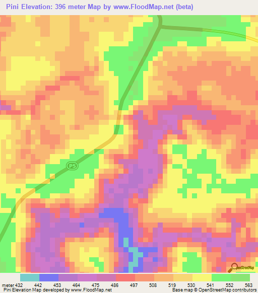 Pini,Congo (Brazzaville) Elevation Map