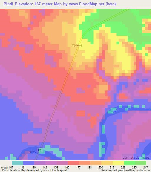 Pindi,Congo (Brazzaville) Elevation Map