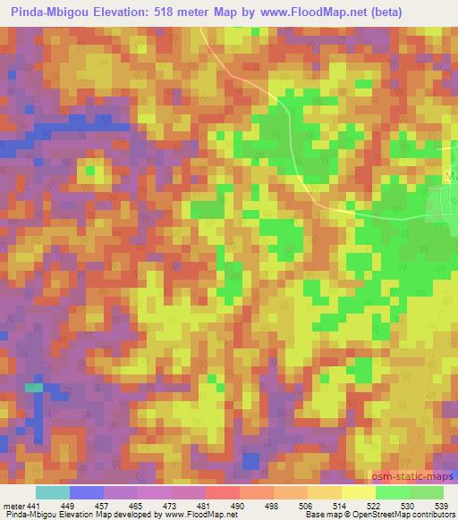 Pinda-Mbigou,Congo (Brazzaville) Elevation Map