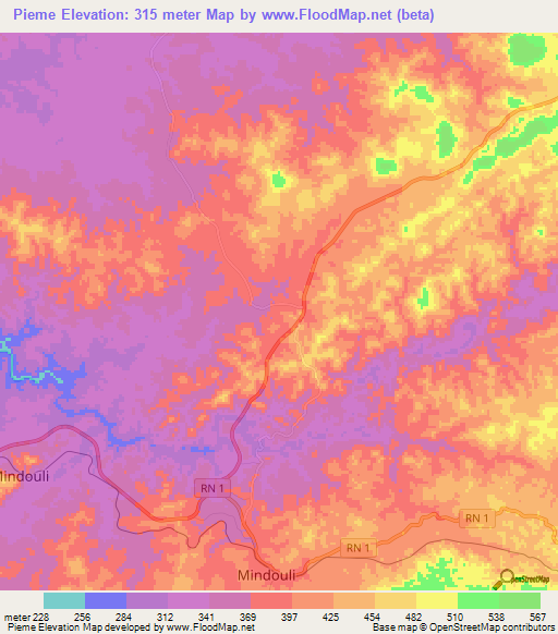 Pieme,Congo (Brazzaville) Elevation Map