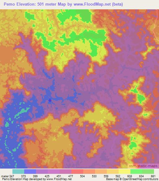 Pemo,Congo (Brazzaville) Elevation Map