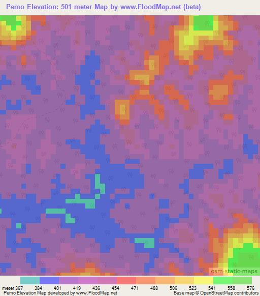 Pemo,Congo (Brazzaville) Elevation Map