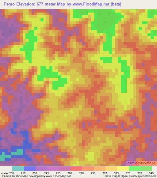 Pemo,Congo (Brazzaville) Elevation Map