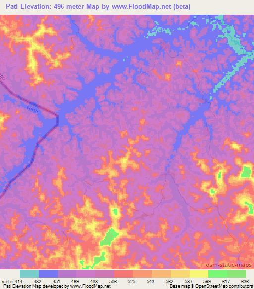 Pati,Congo (Brazzaville) Elevation Map
