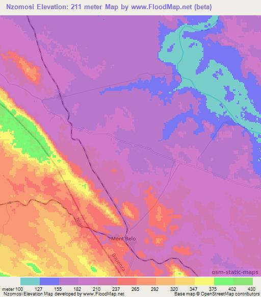 Nzomosi,Congo (Brazzaville) Elevation Map