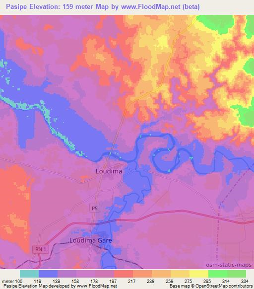 Pasipe,Congo (Brazzaville) Elevation Map