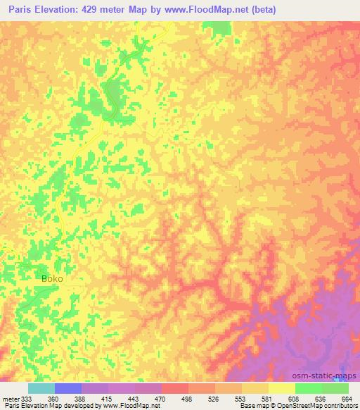 Paris,Congo (Brazzaville) Elevation Map