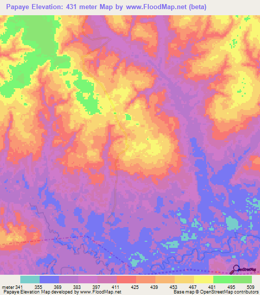 Papaye,Congo (Brazzaville) Elevation Map