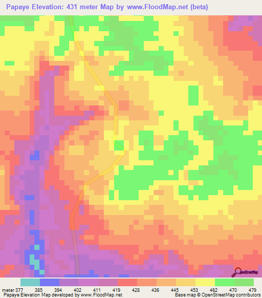 Papaye,Congo (Brazzaville) Elevation Map