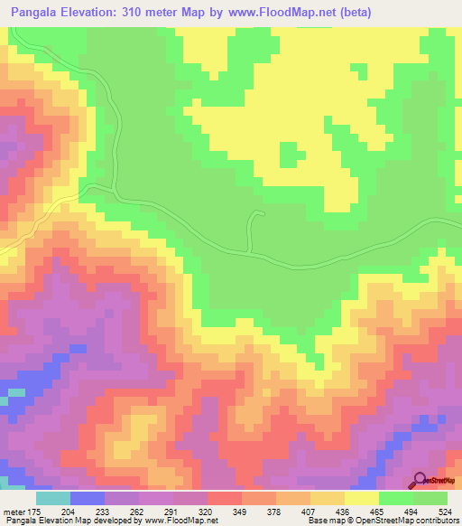Pangala,Congo (Brazzaville) Elevation Map