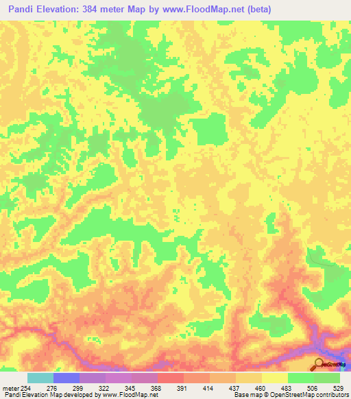 Pandi,Congo (Brazzaville) Elevation Map