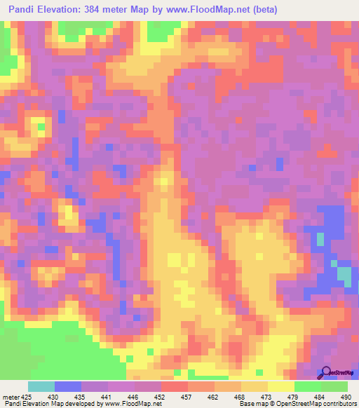 Pandi,Congo (Brazzaville) Elevation Map